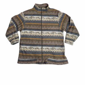 VINTAGE 90s fleece southwestern‎ zip up shirt jacket shacket XL